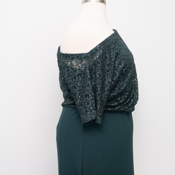 Betsy & Adam -  Lace-Top Asymmetric Long Dress - Picture 13 of 14